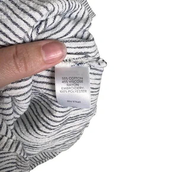 J. Jill‎ Ocean Breeze blue and white striped embroidered long-sleeve dress SZ S - Picture 7 of 10